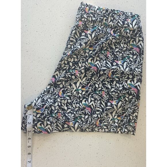 LOFT Pull On Shorts Bird Floral Print Linen Blend Size Medium - Picture 2 of 5